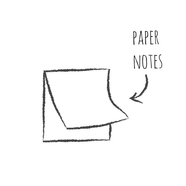 Icône notes papier dans un style dessiné à la main — Image vectorielle
