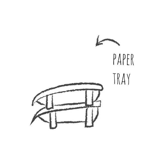 Ikona w zasobniku papieru w ręku rysowane stylu — Wektor stockowy