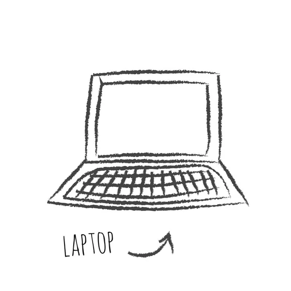Рисунок ноутбука в ручном стиле — стоковый вектор