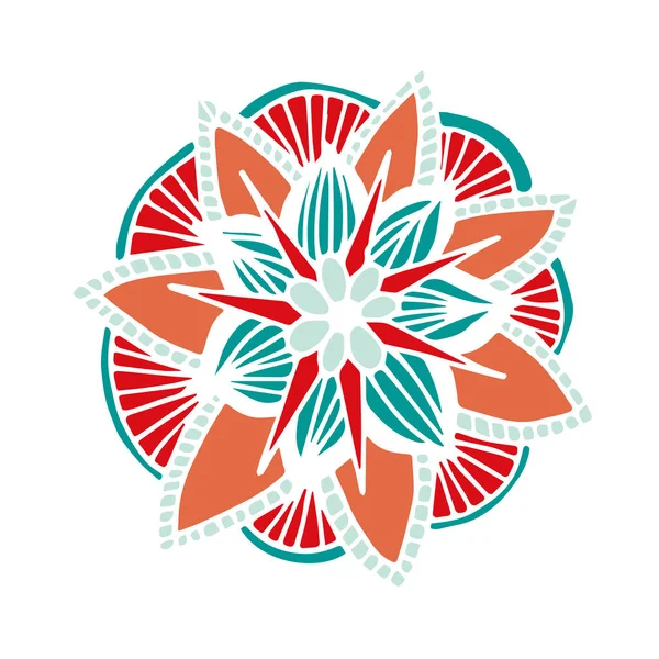 Mandala de flores en estilo dibujado a mano — Vector de stock