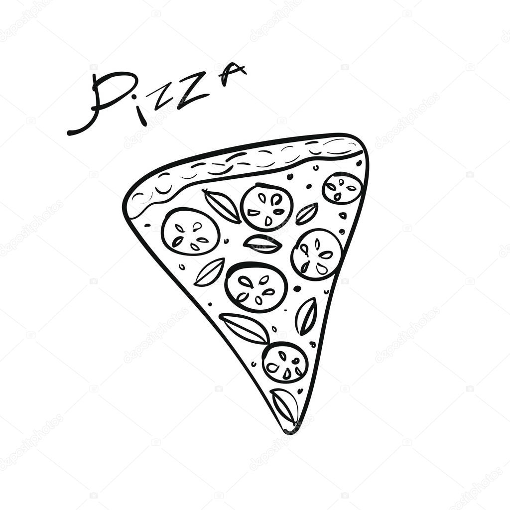 Pizza in hand drawn doodle style