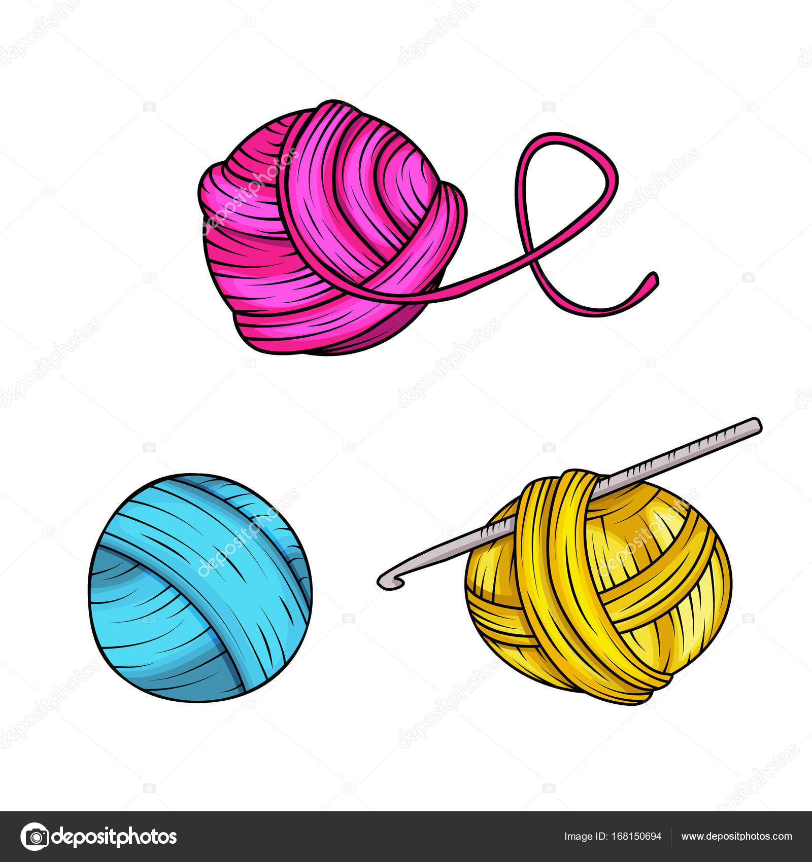 Images: yarn cartoon | Yarn ball set in cartoon style — Stock Vector