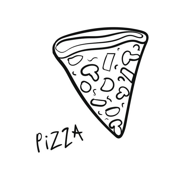 Pizza i håndtegnet doodle-stil – stockvektor