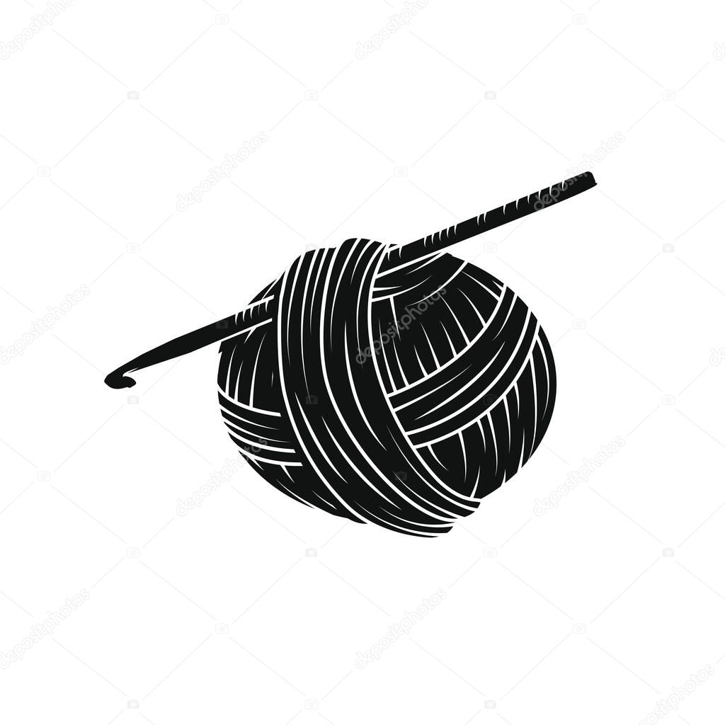 Yarn ball in simple style. For print, logo, creative design. Vector illustration. Isolated on white