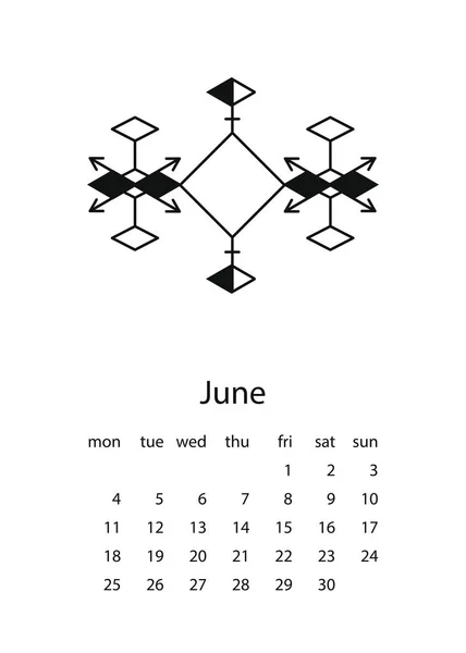 Kalender 2018 im aztekischen Stil — Stockvektor