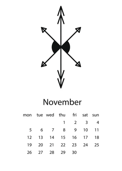 Kalender 2018 im aztekischen Stil — Stockvektor