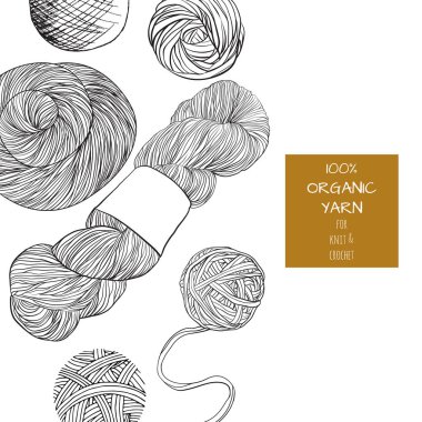 Poster with yarn ball in cartoon style clipart