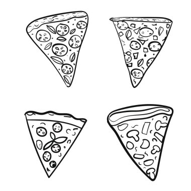 Pizza elinde çizilmiş doodle stilini ayarlama
