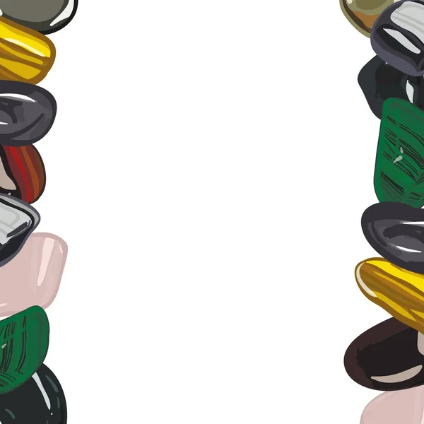 Banner con piedras de joyería en estilo de dibujos animados — Vector de stock