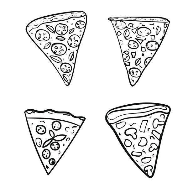 Піца встановити в руках звертається doodle стиль — стоковий вектор