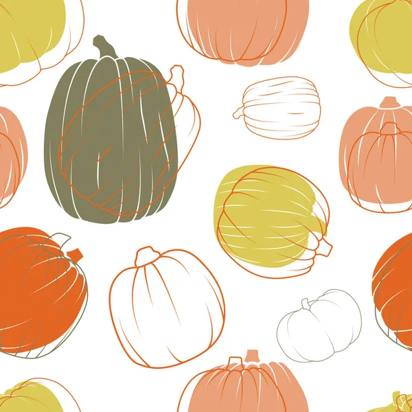 Patrón sin costuras con calabazas de estilo plano — Vector de stock