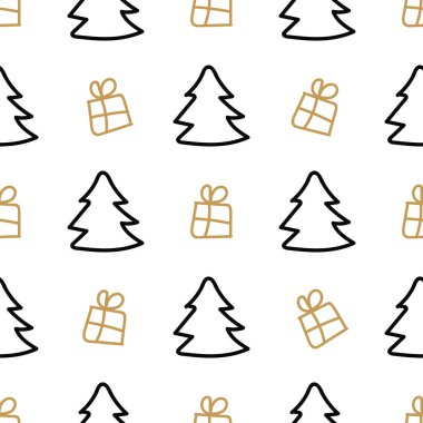 Soyut Merry Christmas seamless modeli. İskandinav tarzı. Vektör çizim. Tekstil için mükemmel.