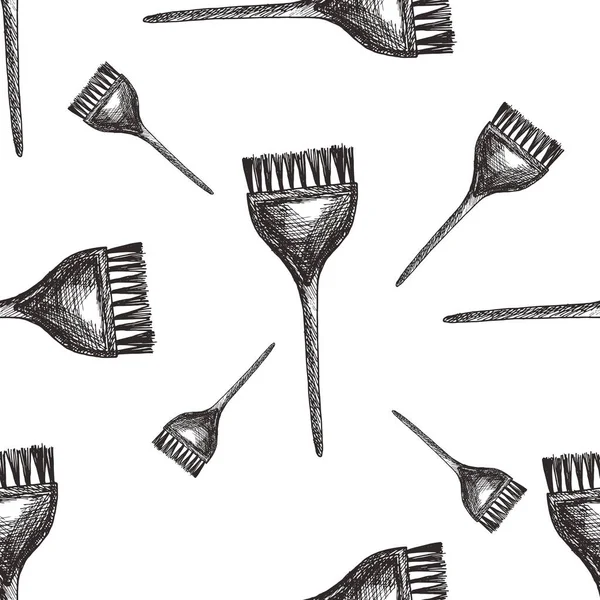 Cepillo de peluquero patrón sin costura en estilo de boceto — Vector de stock