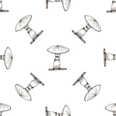 Mantar seamless modeli el tarzı çizilmiş