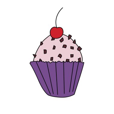 Karikatür tarzı simgesinde cupcake