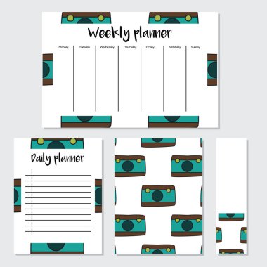 Karikatür tarzı kamera ile haftalık ve günlük planlayıcısı