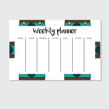 Karikatür tarzı kamera ile haftalık planlayıcısı