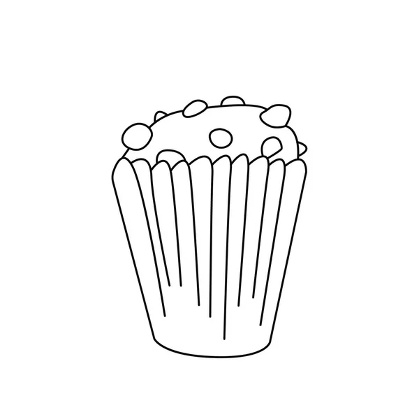 Cupcake icon in outline style — Stock Vector