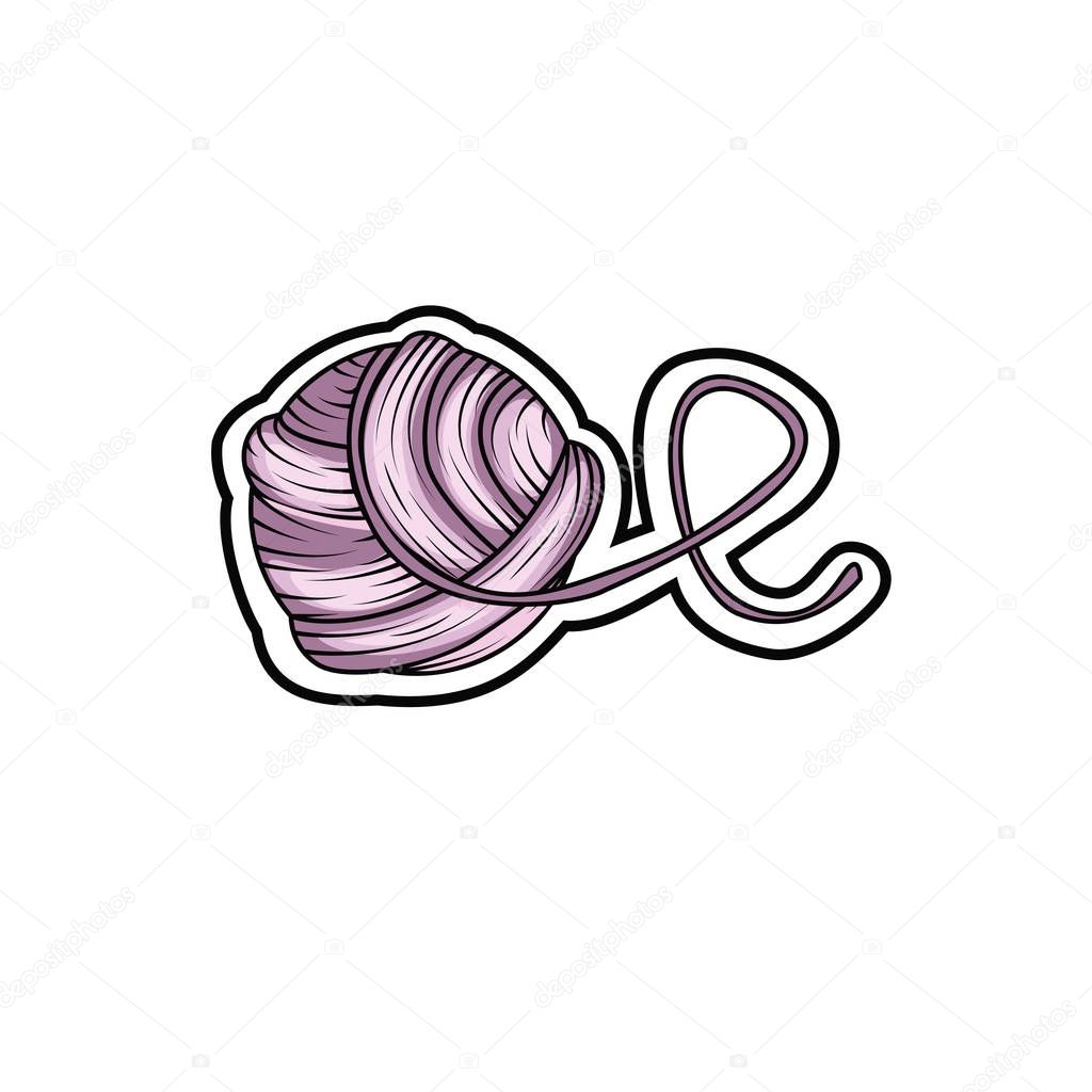 Yarn ball sticker in cartoon style