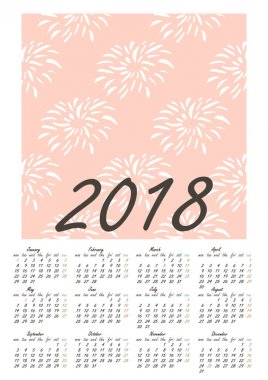 Takvim 2018 yılında İskandinav tarzı.