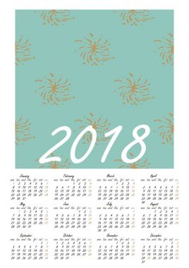 Takvim 2018 yılında İskandinav tarzı.