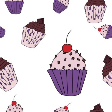 Cupcake Dikişsiz desen çizgi film tarzı