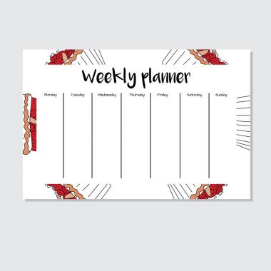 Cupcake seamless modeli karikatür tarzı ile haftalık planlayıcısı