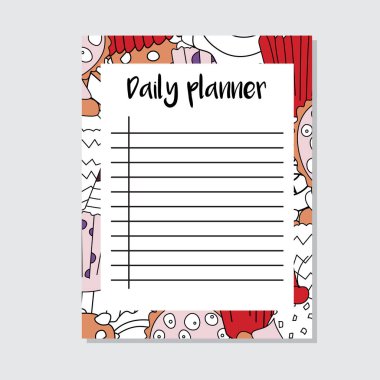 Cupcake seamless modeli karikatür tarzı ile günlük planlayıcısı