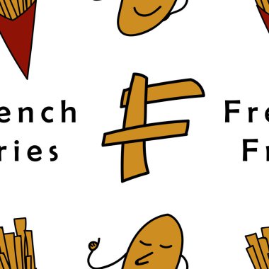 Patates kızartması Dikişsiz desen çizgi film tarzı