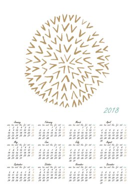 Takvim 2018 yılında İskandinav tarzı