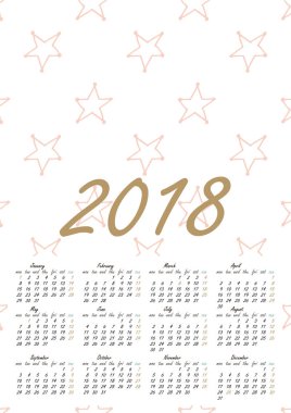 Takvim 2018 yılında İskandinav tarzı