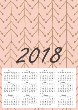 Takvim 2018 yılında İskandinav tarzı