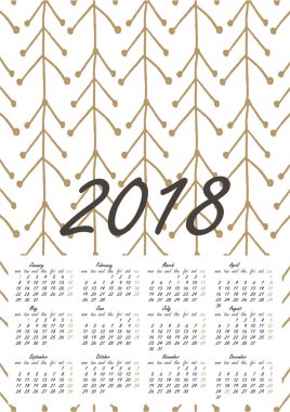 Takvim 2018 yılında İskandinav tarzı