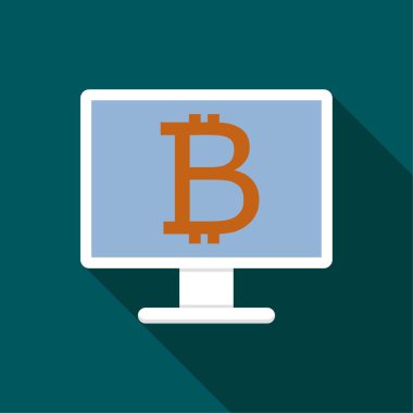 Bitcoin kutsal kişilerin resmi içinde düz stil. 