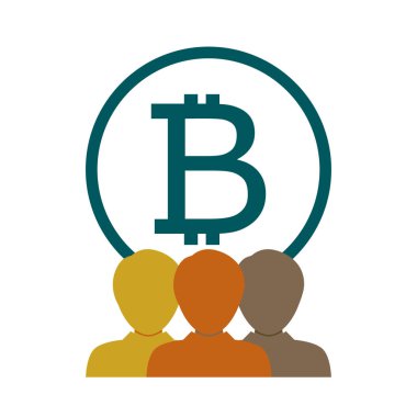 Bitcoin kutsal kişilerin resmi içinde düz stil. 