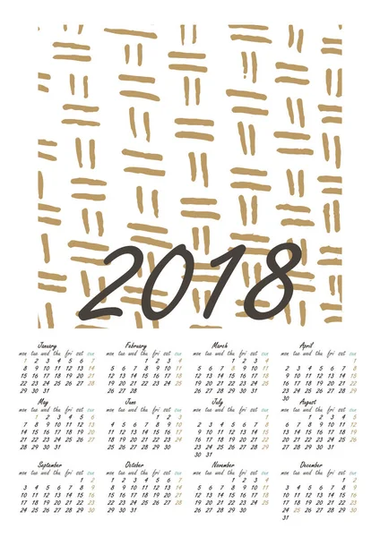 2018 kalendarza w skandynawskim stylu. — Wektor stockowy