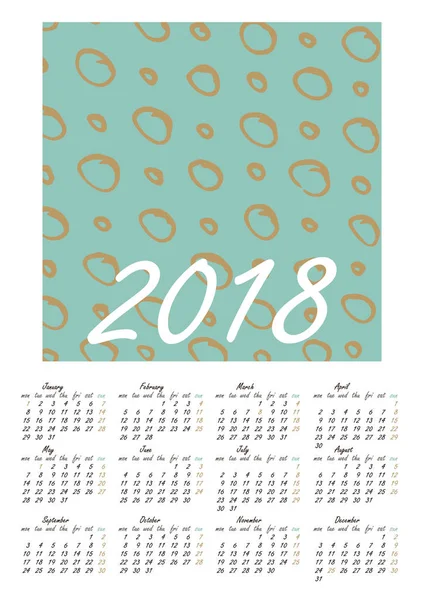 Calendario 2018 in stile scandinavo . — Vettoriale Stock