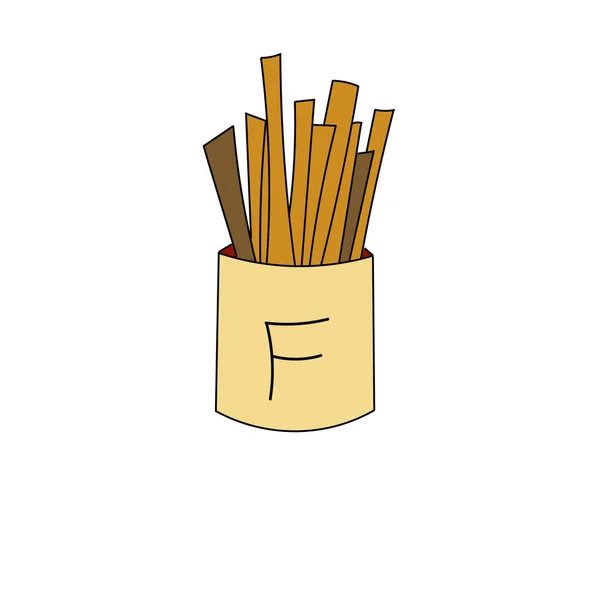 Logo de papas fritas en estilo de dibujos animados — Vector de stock