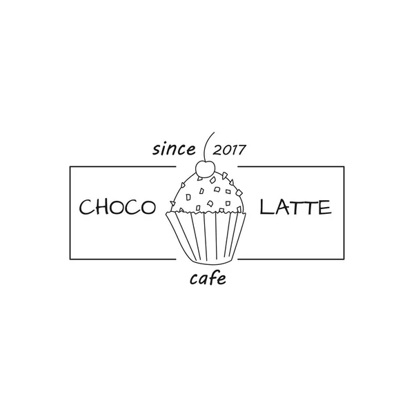 Cafe logo met cupcake in eenvoudige stijl — Stockvector