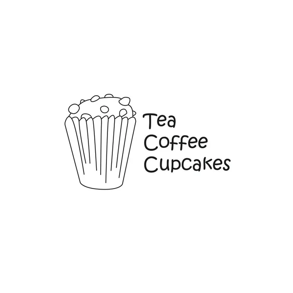 Logo Café avec cupcake dans un style simple — Image vectorielle