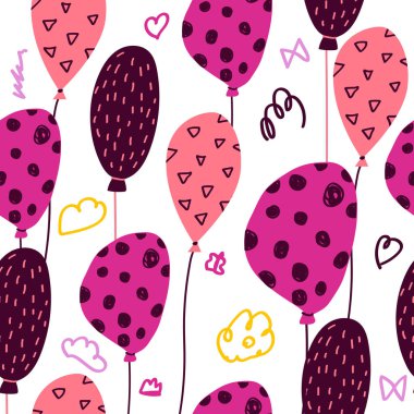 Beyaz arkaplanda izole edilmiş desenli balonlar