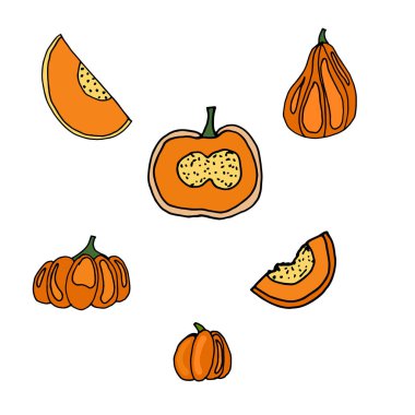 Yaratıcı tasarım için balkabağı simgeleri ayarlandı. 