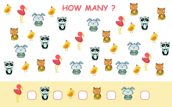How many worksheet page with animals in cartoon style Vektorgrafik