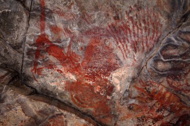 Resim Sergisi rock ve resim Brezilya Caatinga mağara