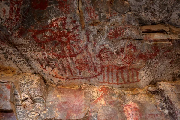 Pinturas rupestres y pintura rupestre en la Caatinga de Brasil — Foto de Stock