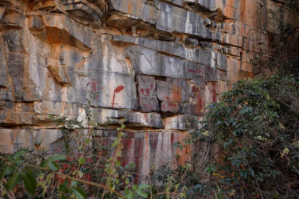 Rock målningar och Grottamålning i Brasiliens Corythomantis — Stockfoto