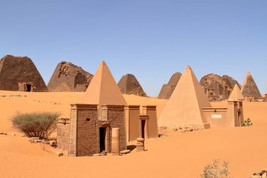 The pyramids of Meroe in the Sahara of Sudan clipart