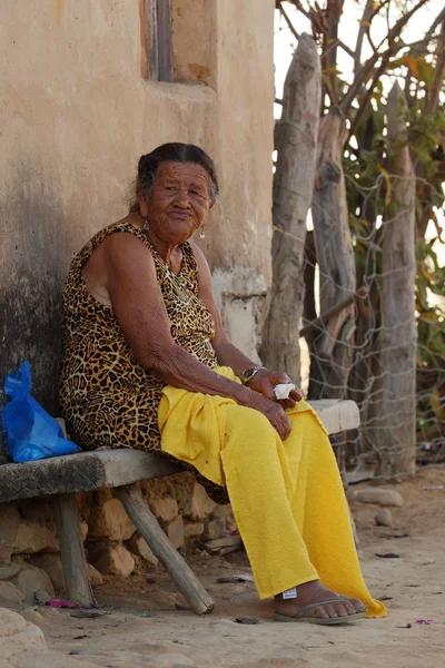 Yaşlı kadın--dan mangal — Stok fotoğraf