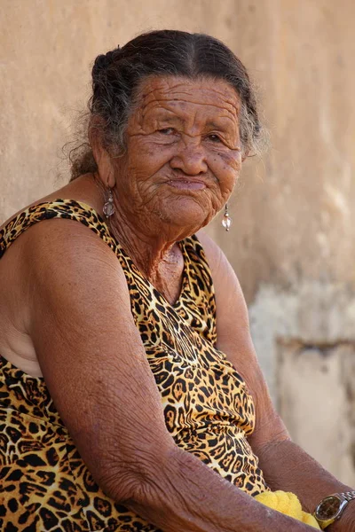 Yaşlı kadın--dan mangal — Stok fotoğraf