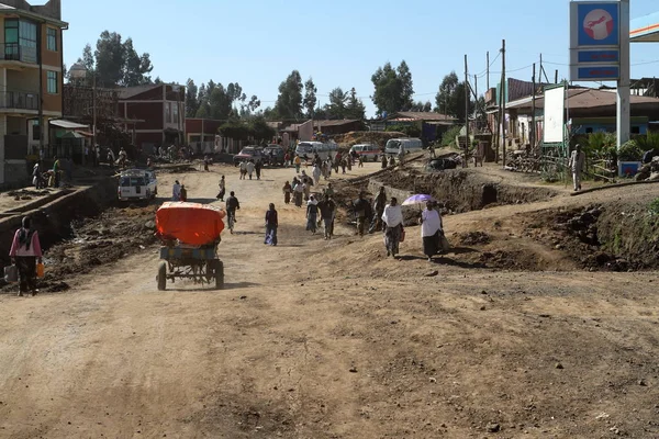 The traffic in the streets of Debark in Ethiopia — Stock Photo, Image